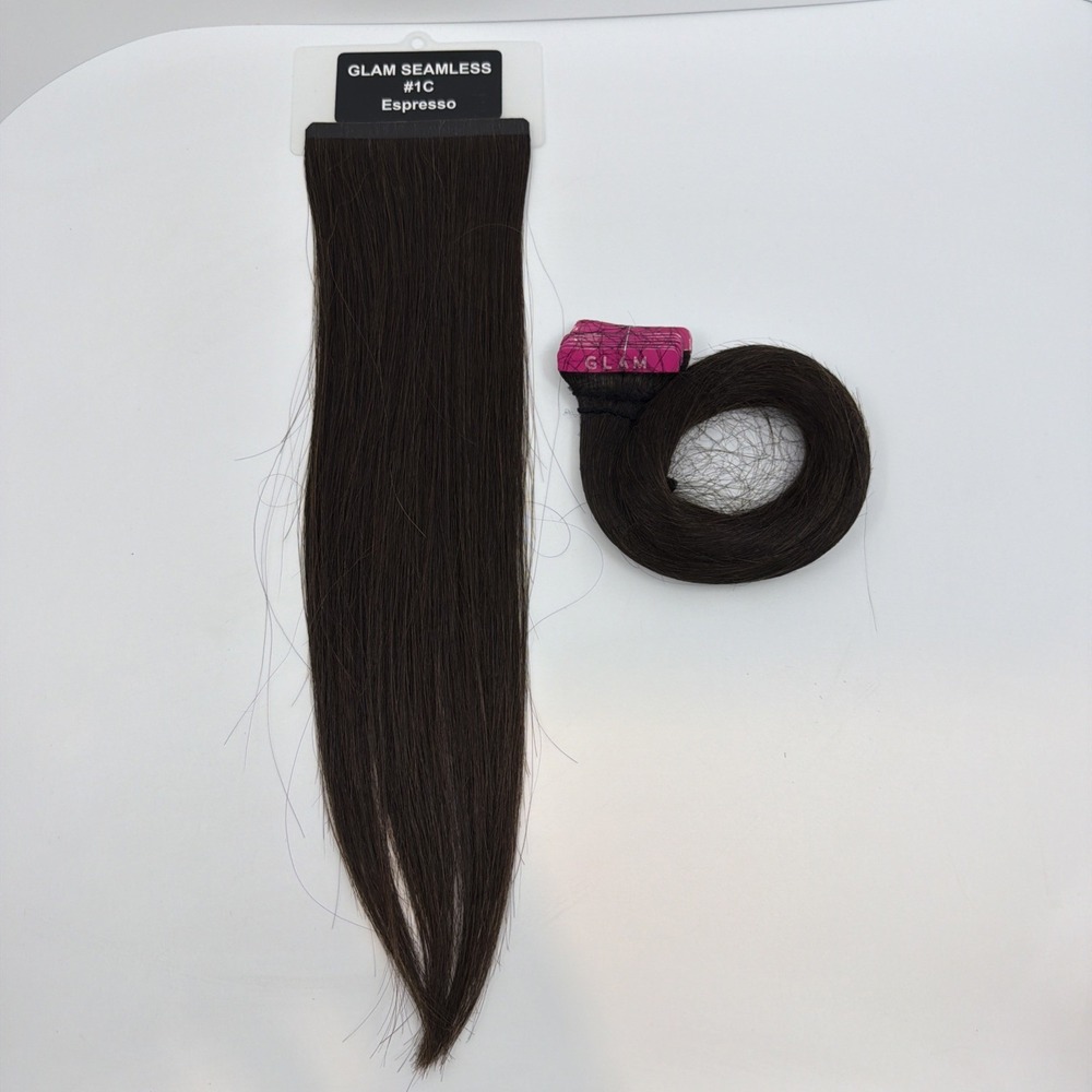 Glam Seamless 14" Tape in Hair Extensions Espresso Dark Brown #1C Pack NEW